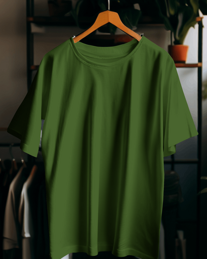 Half Sleeve Classic Bottle Green T-Shirt for Women